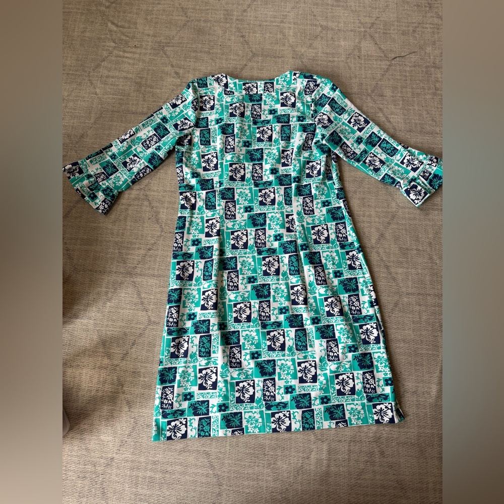 Katherine Way U Neck 3/4 Ruffle Sleeves floral dress-large